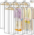 LANDNEOO 6 Pack Clear Garment Bags for Hanging Clothes with Zippers on Double Sides - 10'' Clothes Storage for Coat, Dress, and Fur in Closet - 60'' Long Suit Bags