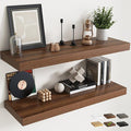 40 Inch Long Floating Shelves for Wall Set of 2, 12"D Wood Grain Bathroom Shelves with Invisible Brackets, Easy Install Engineered Wood Storage Shelves for Kitchen, Living Room, Bedroom, Walnut Finish