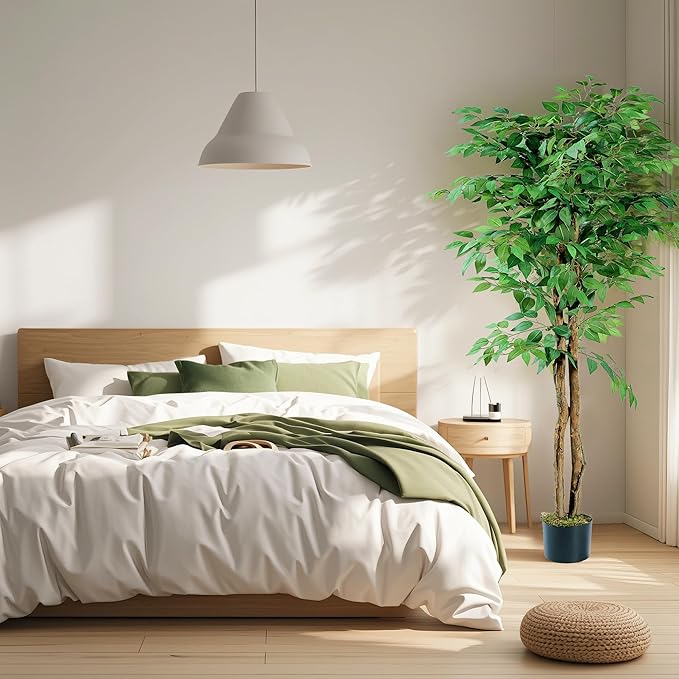 VECELO Artificial Ficus Tree with Sturdy Nursery Pot, 5FT Faux Silk Plant for Indoor Outdoor Home Garden Decor, 2 Pack