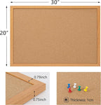 2 Pack Cork Board Bulletin Board 20" x 30", Wood Framed Corkboards for Wall Decor, Hanging Office Message Board, Wall Mounted Notice Pin Board with 30 Push Pins for School, Home & Office