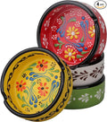 Ashtray Set for Indoor Outdoor Use Cigarette Ash Holder for Smokers Desktop Smoking Ash Tray - Home Office Decoration Hand-Paint Ceramic Cigar Ashtrays (4 Pcs - Red/Yellow/White/Green)