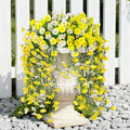 Fake Artificial Hanging Flowers for Outdoor, 8 PCS Silk Morning Glory Faux Flowers with Eucalyptus Leaves,Realistic Hanging Plants for Wedding Home Office Garden Decor