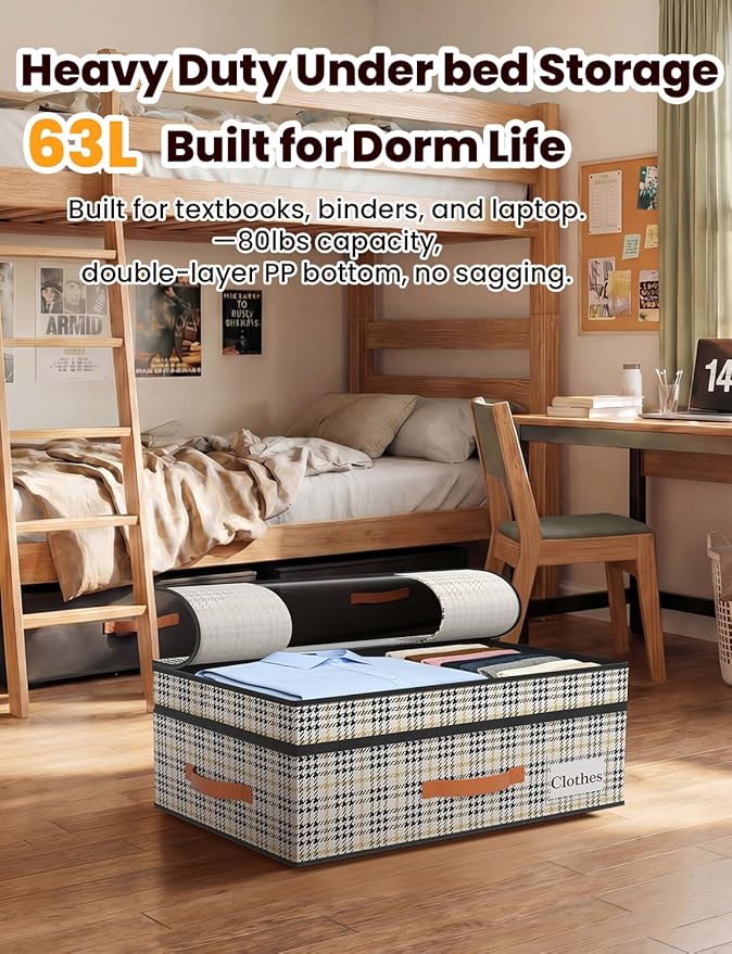 2-Pack Under Bed Storage with Wheels and 6 Vacuum Seal Bags, Adjustable Height 7.9"-10.2",Heavy Duty Capacity, Clear Lid Organizer for Dorm Bedroom Clothes Shoes Books,Quick Assembly Space Saver