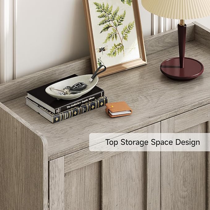 Grey 7+1 Tier Farmhouse Shoe Storage Cabinet - 45" Tall Entryway Organizer with Cross Molding Doors, 3 Adjustable Shelves & Metal Legs, Shoe Rack for Front Door Entrance