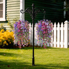 INQCMY Artificial Hanging Flowers Decoration, 8pcs Fake Floral Basket Plants for Outdoor Porch, Faux Shrubs Home Spring Decor UV Resistant Potted Violets for Outside Garden No Fade