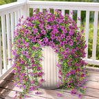 Artificial Hanging Flowers for Outdoors, 2 Pcs Fake Hanging Plant Spring Summer Decor, UV Resistant No Fade Realistic Faux Flower for Front Door Porch Planter Patio Garden Yard(Purple)