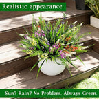 8 Bundles Artificial Flowers for Outdoors Faux Plants Greenery Shrubs UV Resistant for Porch Balcony Patio Garden Home Decor