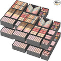 Lifewit Drawer Organizer Clothes for Closet 48 Pack, 3 Sizes Underwear Wardrobe Drawer Dividers, Fabric Foldable Dresser Storage Organizer Bins for Sock/Bra/Lingerie/Undies, Gray