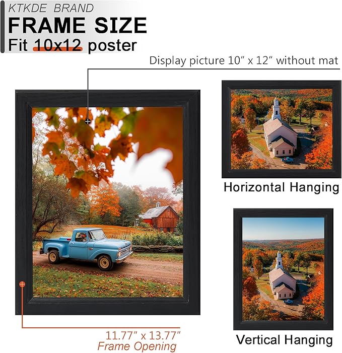 KTKDE 10x12 Picture Frame Set of 5,Black Wooden frames, Vertical & Horizontal Wall Hanging for Wall or Tapletop Display,Studio Gallery Photo Frame for Photos, Posters & Art Prints