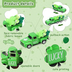 St. Patrick's Day Decorations for Home - Decor for Tiered Tray Metal Farm Truck with 3 Shamrocks Saint Patricks Day Vintage Diecast Pickup Truck Model for Shelf Table Centerpiece Décor Mini 4.8inch
