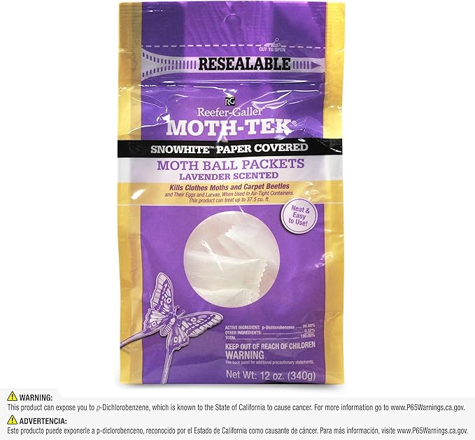 Moth-Tek Snowhite Lavender Scented Moth Ball Packets 12 oz (3)