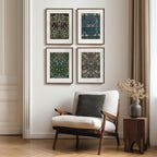 Framed William Morris Wall Art Set of 4, Vintage Botanical Floral Bird Prints, Retro Strawberry Thief Artwork for Living Room Bedroom Bathroom Office Dining Room, 12x16 Inch