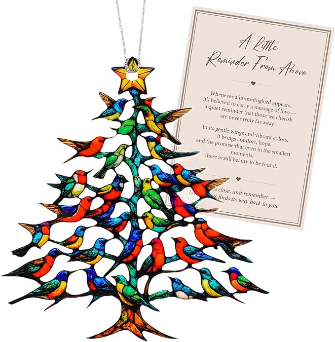 Hummingbird Gifts for Women - Christmas Ornament 2026 - Beautiful Christmas Ornaments Decorative Hummingbird with Meaningful Story Card Humming Bird Valentines Birthday Teacher Gift