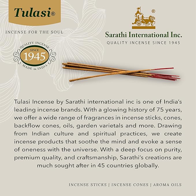 Tulasi Premium Aromatherapy Incense Sticks - Energising, Relaxing, Refreshing, Sensuality, Meditation & Stress Relief Mixed Scents, Hand Rolled with Natural Oils 120 Incense Sticks, 6 in 1 Gift Pack