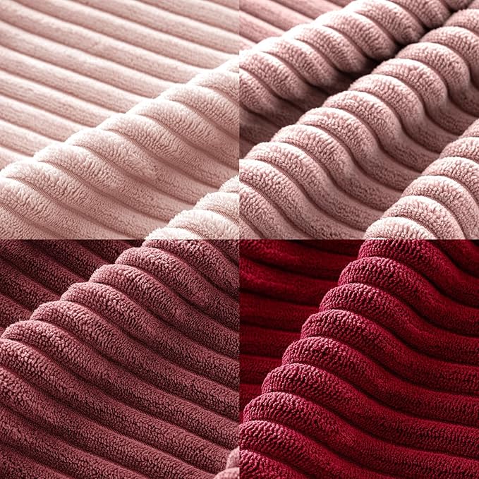 MIULEE Boho Farmhouse Throw Pillow Covers 20x20 Inch Set of 4 Romantic Decorative Cushion Covers Spring Corduroy Home Decor for Feminine Valentines Couch Bed Sofa Living Room Aesthetic Pink