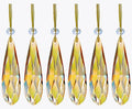 Crystal Glass Christmas Ornaments, 6Pcs Teardrop Prism Hanging Crystals for Christmas Tree,Centerpieces,Wedding,Party Decor (Gold)