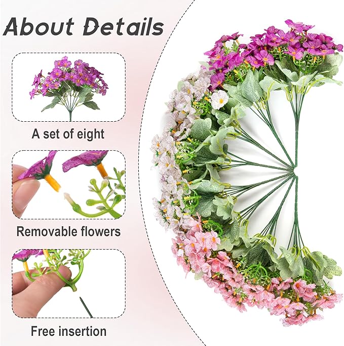 Artificial Flower in Hanging Basket Outdoor Indoor Decoration,Coconut Lining Flowerpot with Faux Plant,Daisy with Eucalyptus Leaves Arrangement for Home Spring Summer Decor(Pink White Purple)