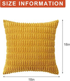 Aegero Pack of 2 Corduroy Decorative Throw Pillow Covers 18x18 InchSoft Boho Striped Pillow Covers Modern Farmhouse Home Decor for Sofa Living Room Couch Bed(Yellow)