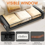 Under Bed Storage with Wheels 3Pack Storage Containers with Clear Window&Label Under Bed Drawers Rolling Under Bed Storage for Clothes,Shoes, Blankets (30.71 x 16.93 x 6.69 in, Dark Grey)