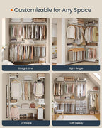 SONGMICS HOME Closet System, Closet Insert Organizer, 4-6 ft, Adjustable Metal Shelving Unit with 6 Hanging Rods, 6 Shelves, and Hooks, for Pantry Mudroom Garage Basement, Cloud White URGR032W01