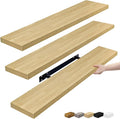 Sorbus Floating Shelves for Wall - 35 Inch Long Bathroom Shelves, Wall Decor for Bedroom, Kitchen, Living Room & Book Storage - Mounted Floating Shelf with Invisible Brackets (Maple Wood, 3 Pack)
