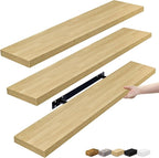 Sorbus Floating Shelves for Wall - 35 Inch Long Bathroom Shelves, Wall Decor for Bedroom, Kitchen, Living Room & Book Storage - Mounted Floating Shelf with Invisible Brackets (Maple Wood, 3 Pack)