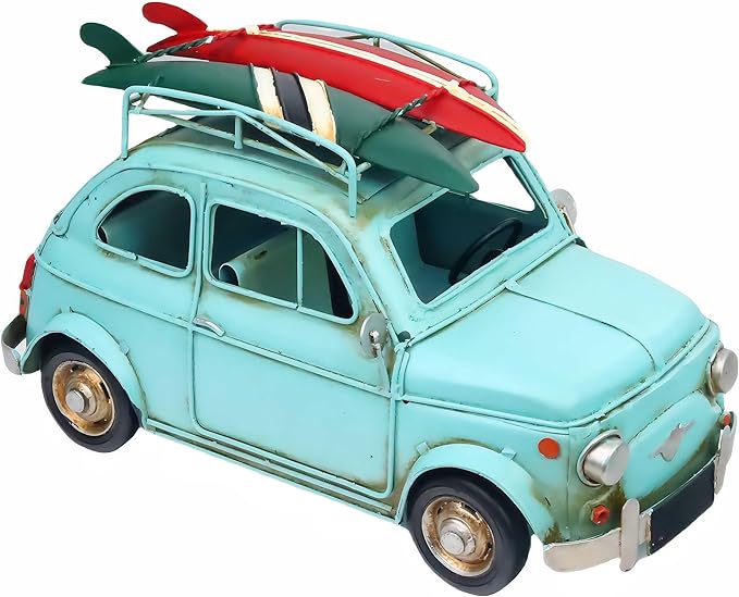 Vintage Car Model Chic Home Decor Metal Beach Decoration Display Pull Back Desk Topper Car Model Vintage Vehicle Iron Art Mancave Ornament