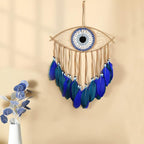Holmgren Evil Eye Dream Catchers - Handmade Blue Dreamcatcher for Wall Art Apartment Decor, Good Luck Charm for Home Offices Living Spaces (Blue)