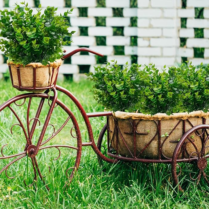 TURNMEON 20 Bundles Artificial Greenery Plants Outdoor Spring Decor, UV Resistant Fake Plants Boxwood Shrubs Grass, Faux Eucalyptus Flowers for Farmhouse Gardens Home Patio Indoor Outdoor Decor(Green)