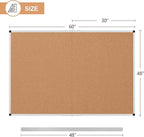 Extra Large Cork Bulletin Board 60" X 48", Foldable Notice Pin Board for Wall, Silver Aluminum Framed 5'x4' Corkboard, Wall Mounted Noticeboard with 36 Push Pins for School, Home & Office