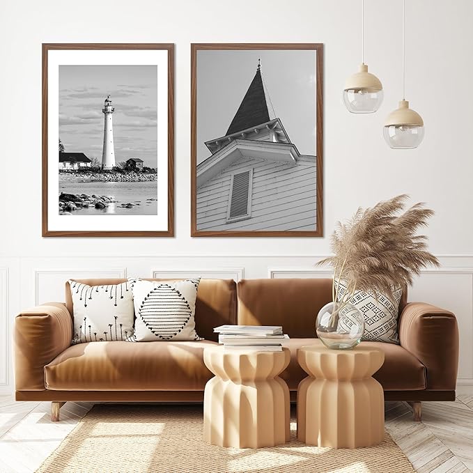 24x36 Picture Frame Brown Set of 3, Display Pictures 20x30 with Mat or 24 x 36 Without Mat, Poster Frames 24x36 for Wall Hanging Horizontal and Vertical