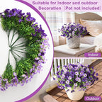 INQCMY Artificial Fake Pansy Flowers for Outdoor, 12 Pcs Faux Silk Pansies Flower for Spring Summer Decoration, UV Resistant Fake Plants for Outside Planter Porch Yard Patio Home Decor(Double Purple)