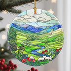 Christmas Ornaments, 2.8 Inch Ceramic Hanging Ornament, Christmas Tree Ornaments, Xmas Decorations, Holiday Decorations, Holiday Party Gifts, and Xmas Gift Ideas - Green Irish Hills