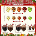 Soaoo 30 Pcs Acorn Hanging Ornaments for Winter Tree Maple Leaves Plastic Hanging Pendant Small Winter Decorations for Home Table Fireplace Party Decor(Matte Style)