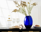 Barski Glass - Handmade - 12" H - (12 inches High) - Barrel Vase - Cobalt Blue - Made in Europe