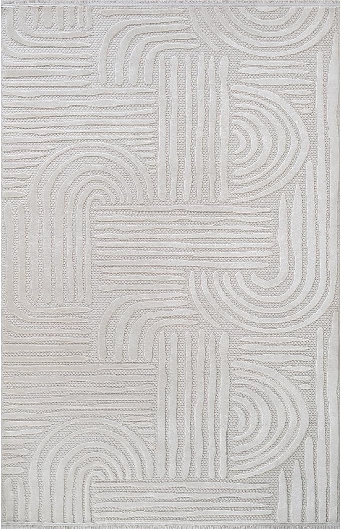 Modern Indoor Rug Orbit 5x7 Area Rugs for Living Room Luxury Kitchen Bedroom Durable Soft Geometric Durable Low and High Pile Stain Resistant Non Shedding Area Carpet 5x7