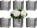 Square Vases Set of 6, 5" x 5" x 5" Square Glass Vases for Flowers, Black Flower Vase for Centerpieces, Small Bubble Vase for Wedding, Party, Home, Office, Parties, Events