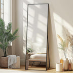 Delma Wall Full Length Mirror,Standing Mirror Full Body,Large Floor for Wall Door Bedroom Bathroom Living Room with Aluminium Frame(with Stand,56x15-Black)