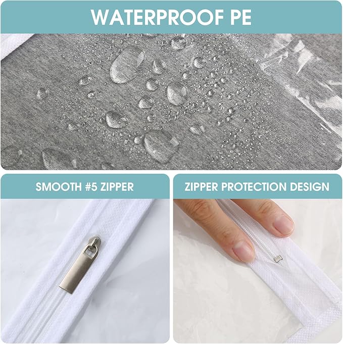 All Clear Garment Bags for Hanging Clothes, 40" Suit Bags for Closet Storage, Plastic Dustproof Suit Cover Bags, Clothes Protectors Bag with zipper for Coats, Jackets, Shirts（10 Packs）