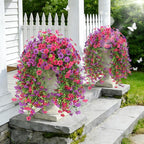 2 Bundles Fake Flowers for Spring Decor, Hanging Artificial Flowers for Outdoors, UV Resistant Spring Floral Stems for Porch, Window and Garden Decoration (2)