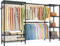 Heavy Duty Garment Rack Clothes Rack,Large Metal Closet Organizer System Storage Wardrobe,Freestanding Clothing Rack with 7 Adjustable Wire Shelves&3 Hang Rods,MaxLoad 1500lbs