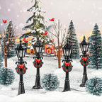 16 PCS Christmas Figurine Village Accessories, Mini Street Light Models with Brush Trees, Miniature Christmas Pathway Street Lamps Lantern Post for DIY Micro Landscape Fairy Garden