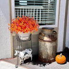 Artificial Fake Mums Fall Flowers for Outdoor Outside Decoration 12 Bundles Faux Silk Flowers Plants Realistic Daisy UV Resistant Fall Décor Autumn Front Door Porch Patio Yard Decoration