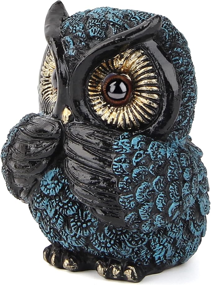 Owl figurine and sculptures for shelf decor accents,3 wise Owl statue for living room bedroom decoration,Retro animal decor,boho gift for women bird lover,see no evil hear no evil speak no evil