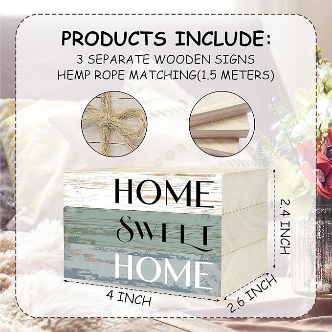 Mini Decorative Books for Home Decor, Small Wood Book Stack for Table Decor, Home Sweet Home Decor Books for Living Room Bookshelf, Farmhouse Stacked Books Decor（L36）