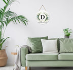 Monogram Letter D Wreaths for Front Door Wreath Wooden Welcome Sign for Front Door Decor Floral Family Last Name Initial House Warming Spring Summer Porch Rustic Wall Home Kitchen Boho Decorations