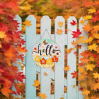 PETCEE Hello Fall Door Sign - 11.5" Farmhouse Maple Leaf Front Door Decor Welcome Hanger Wreaths for Home Office Autumn Fall Decor Wall Decorations Reusable Seasonal Sign for Kitchen Classroom Porch