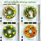 Hiptree 18 Inch Boxwood Wreath for Front Door-Artificial Spring Greenery Indoor Outdoor Wreaths Decorations, Farmhouse Wall Decor-Wedding,Summer, Fall, Winter,Easter, Green All Year Round,DIY Wreaths