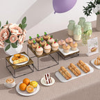 ELITEROO Buffet Risers and Stands, 3 Tier Wood Display Risers, Cake & Cupcake Stands, Dessert Table Display Set, 3Pcs Cube Display Base for Wedding Birthday Party Decor, Rustic Brown, 6"x7"x8"