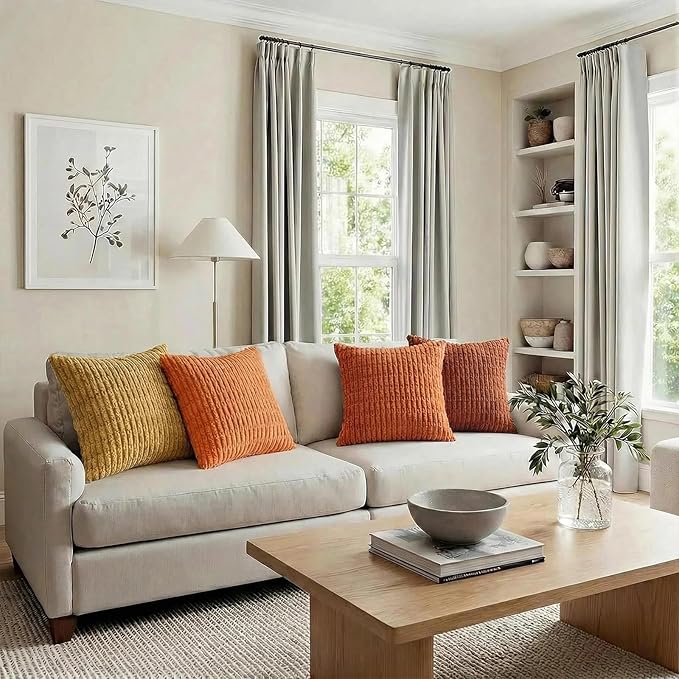 Fancy Homi 4 Packs Decorative Throw Pillow Covers for Living Room Couch Bed, Modern Farmhouse Boho Home Décor Accent Cushion Case, 18" x 18", Burnt Orange Series